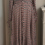 Mulla High Low Ruffle Cut Out Maxi Dress Red Black Geometric Size Medium Photo 0