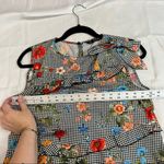 ZARA Black & White Gingham Flora Asymmetrical Ruffle Hem Top Photo 5