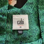 CAbi  Floral Long Sleeve V-Neck Sheer Work Blouse Green Career Wear Size Medium Photo 8