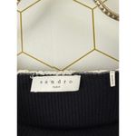 Sandro Paris Black Cropped White Trim Ribbed Top - Size - XS Photo 4