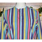 Ralph Lauren Rainbow Stripe Collarless Button Dress Shirt Ladies 8 French Cuffs Photo 1