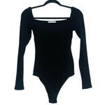 Reformation Jeans Gaia Long Sleeve Rib Square Neck Black Bodysuit SMALL Photo 1