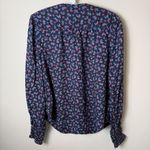 Lucky Brand  Peasant Blouse Womens Small Navy Pink Floral Boho Bohemian Top Shirt Photo 1