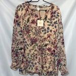 NWT AUTRES FILLES WO SIZE 2X FLORAL GOLD METALLIC THREADS LINED SHEER BLOUSE Photo 0
