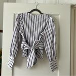 Veronica Beard Seema Stripe Twist Front Blouse in Off White Multi NEW Photo 10