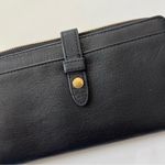 Fossil  Fiona Tab Clutch Black Leather Wallet w/ Gold Hardware Photo 2