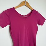 Vintage 70s Bodysuit Pink Magenta NO Size Homemade? Short Sleeve Approx Small Photo 3