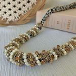 Pearl & Baubles Leopard Necklace Vintage “Farrah” Elegant Classic Style Minimal Pearlcore Chunky Gold Chain Jewelry Tan Photo 0