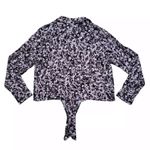 Velvet Heart Wrap Tie Floral Blouse Womens Medium Long Sleeve Button Up Photo 8