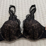 Third Love Black & Nude 32C 1/2 Lace Contour Plunge Bra Missing Pads Size undefined Photo 0