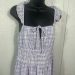 WAYF  Purple Gingham Checkered Smocked Waist Flutter Sleeve  Midi Dress SZ M NWT Photo 3
