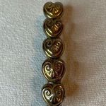 Vintage Heart Bar Style Barrette Hair Clip Gold Brass Tone w/ patina Hearts Photo 4