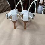 Bruno Valenti Leather Square Toe‎ Stiletto Sandal in White Size 10 Photo 2