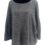 August Silk  Womens Plaid Dolman Sleeve Plush Oversized Tunic‎ Top Black Medium Photo 0