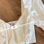 Urban Outfitters  white ribbed ruffle sleeve white cropped blouse Photo 2