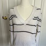 Brochu Walker  Sasha Striped Vee Cotton & Wool Blend Sweater Photo 5