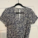 Rails  Sophia Romper in Navy Camellia Floral Buttons Waist Tie keyhole back Photo 4