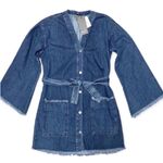 Nasty Gal 𝅺 Denim Button Down Bell Sleeve Belted Jacket or Dress Size 4 NWT Photo 1