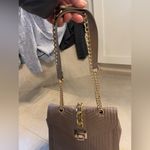 Badgley Mischka Quilted Crossbody Shoulder Gold Chain Taupe Bag Photo 3