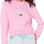 Urban Outfitters Tommy Hilfiger jeans embroidered crop sweatshirt  hot pink Photo 1