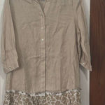 Peck & Peck  Tan Linen Button Down Ruffle Hem Tunic Top Lagen Look Size XL Photo 0