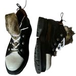Free People A.S.98 Black White faux fur tongue lug suede chunky leather Shoes Photo 0