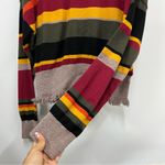 THML Anthropology Striped bright Multicolor Sweater frayed hemline size M Photo 8