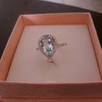 Womens Vintage Beautiful 14KT WHITE GOLD 2.17ct AQUAMARINE & DIAMOND RING SIZE 9 Blue Photo 1