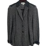 St. John Blazer Size 2 Black Leather Detail 3 Button Photo 2