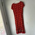 Floral Blooming Red Boho Maxi Dress XXL Empire Waist Button V Photo 4