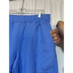 None Linen Lounge Pants Elastic Waist Blue Relaxed Fit Womens M Photo 2