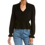 Ba&sh  Seoul Peplum Sweater Black V-Neck Women’s Small Photo 0
