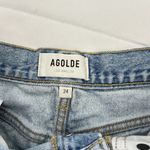 AGOLDE Long Parker Distressed Denim Shorts Light Wash Button-Fly Womens 24 Photo 4