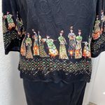 Citron Japanese Style Skirt Set Black EUC Sz L/XL Silk Asian Inspo Tunic Size L Photo 3