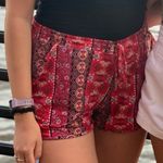 Mudd Red Patterned Cloth Shorts Drawstring Waist Tie Photo 1