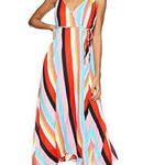 Forever 21 Rainbow Stripe Wrap Maxi Dress Photo 2