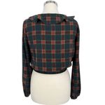 Lumière Lumiere Plaid Wrap Ruffle Collar Balloon Sleeve Blouse Green Orange Size Medium Photo 9
