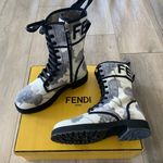 Fendi Authentic Combat Biker Canvas Boots Photo 0