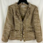 CAbi Tan Metallic Phoebe Tweed Boucle Frayed Edge Blazer Jacket Size Medium Photo 4