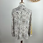 Apt. 9  Womens Long Sleeve Button Down Shirt Size L Snakeskin Print Yellow Stripe Photo 2