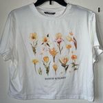 SheIn Floral Graphic Cropped Crew Neck T-Shirt 2X Photo 0