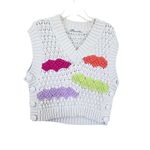 ZARA  ecru knit colorblock oversized vest size Small Photo 2