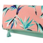 Rachel Pally  Reversible Leather Clutch Tropical Paradise Mint Coral Photo 6