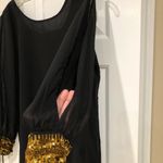 New Glory Black sheer blouse with Gold Sequins & Split Sleeves L Photo 8