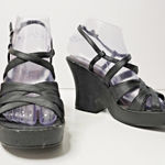 No Boundaries VTG 90s Black Block Heels Strappy Y2K Retro Shoes Sz‎ 7 Vintage Prom Sandals SEE Photo 0