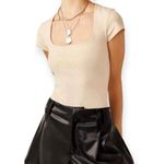 Free People INTIMATELY | M | Square Eyes Cap Sleeve Thong Bodysuit in Cream Photo 3