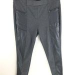 Worthington  Womens Skinny Pants Pull On Faux Leather Panels Zippers Gray XL Photo 0