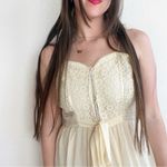 Vintage Boho Fairytale Prairie Ruffle Lace Sweetheart Neckline Maxi Dress White Photo 2