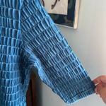 Women's TRIBAL Jewel Tone Blue Textured 3/4 Sleeve Pleated Stretch Top size L Size L Photo 4