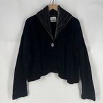 margaret o'leary  Vintage Black Plush Chenille 1 Button Jacket Velvet Collar Boxy Photo 2